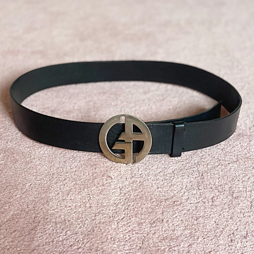 Giorgio Armani Ga Black Logo Belt